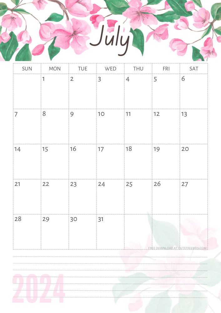 July2024sakurapinkcalendar Cute Freebies For You