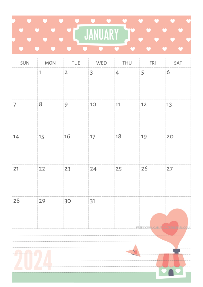 Free Printable Cute 2024 Calendar - Cute Freebies For You