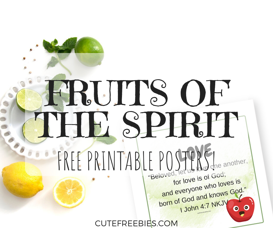 Get these free printable posters - The Fruit Of The Spirit. 9 printable wall art with Bible verse for each fruit of the Holy Spirit. Use as decorations or signs. Love, joy, peace, patience, kindness, goodness, faithfulness, gentleness, self control.