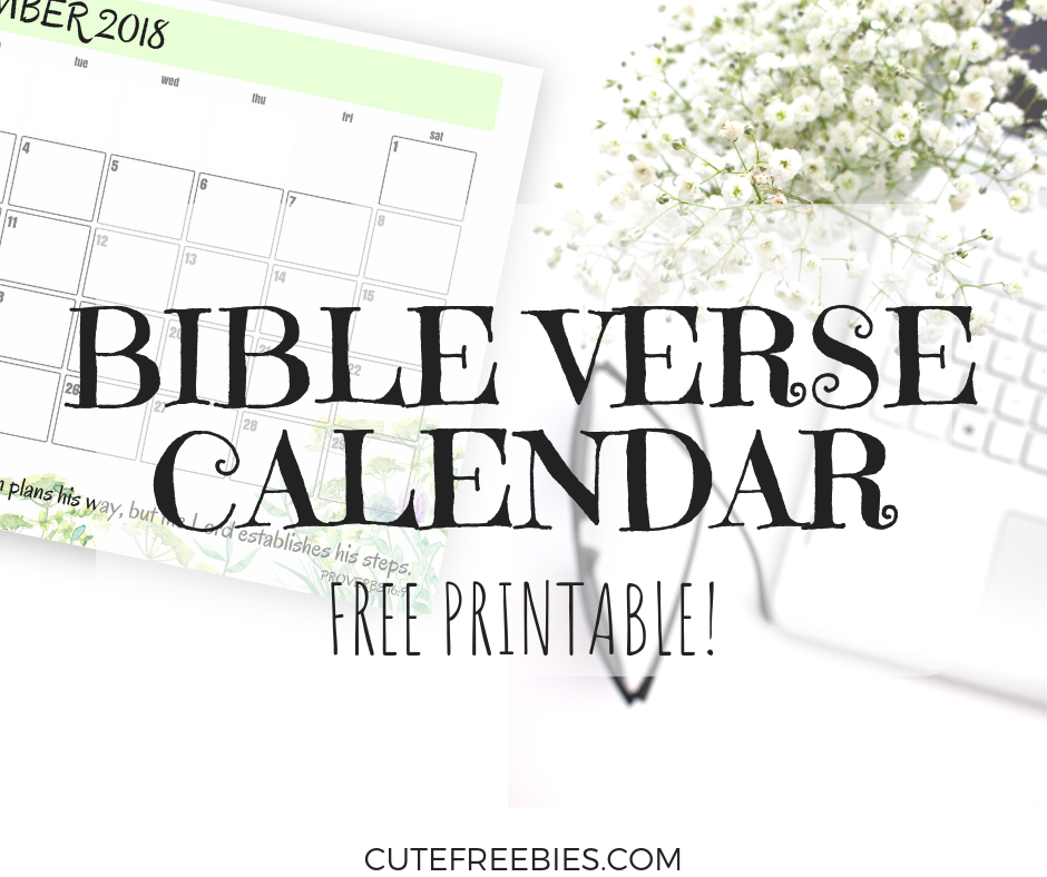 Get your free printable 2018 Bible verse calendar or scripture calendar here! Use this monthly calendar with bible verses as a monthly planner printable.