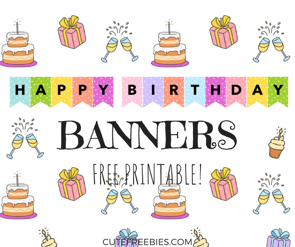 Colorful Happy Birthday Banners / Buntings - Free Printable! Cute happy birthday decorations for your kids party. Grab your free party banners now! #freeprintable #partyideas #happybirthday