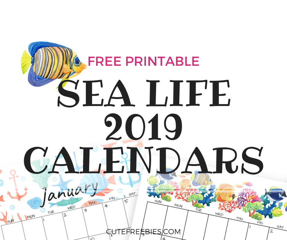 2019 Sea Themed Calendar Printables And More! Cute Freebies For You