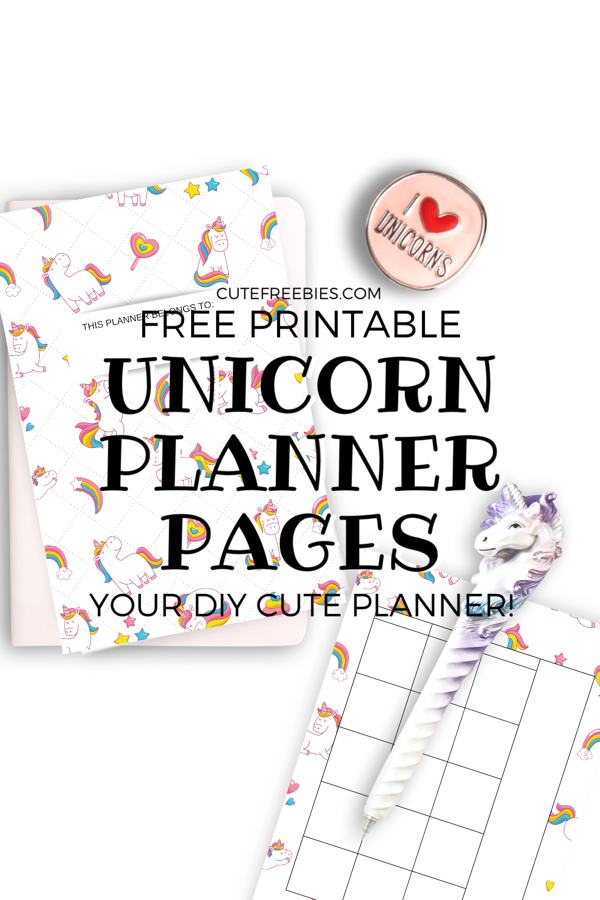 Free Unicorn DIY Printable Planner! Monthly calendar template, weekly planner and notes page plus a cute cover. Use these to create your own planner. Free download now! #freeprintable #printableplanner #cutefreebies #unicorn