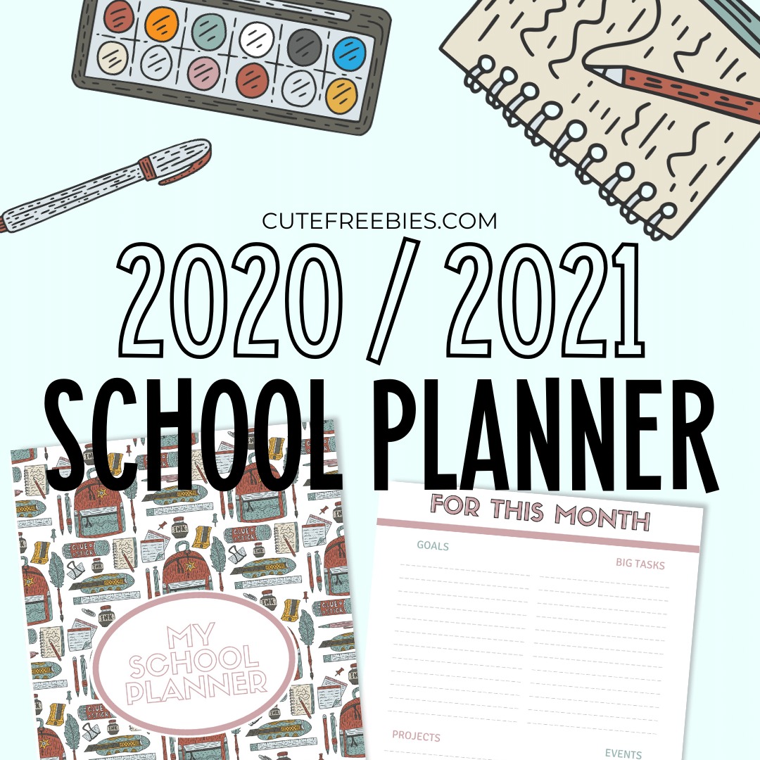 Free Printable School Planner For 2020 2021 Cute Freebies For You
