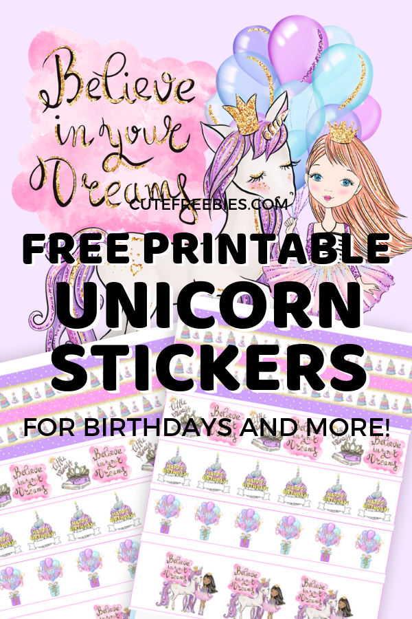 Free Unicorn Birthday Planner Stickers! Choose from various hair and skin colors and use as journal stickers. Free download now! #cutefreebies #plannerstickers #freeprintable #bulletjournal #bujoideas #unicorn #unicornbirthday