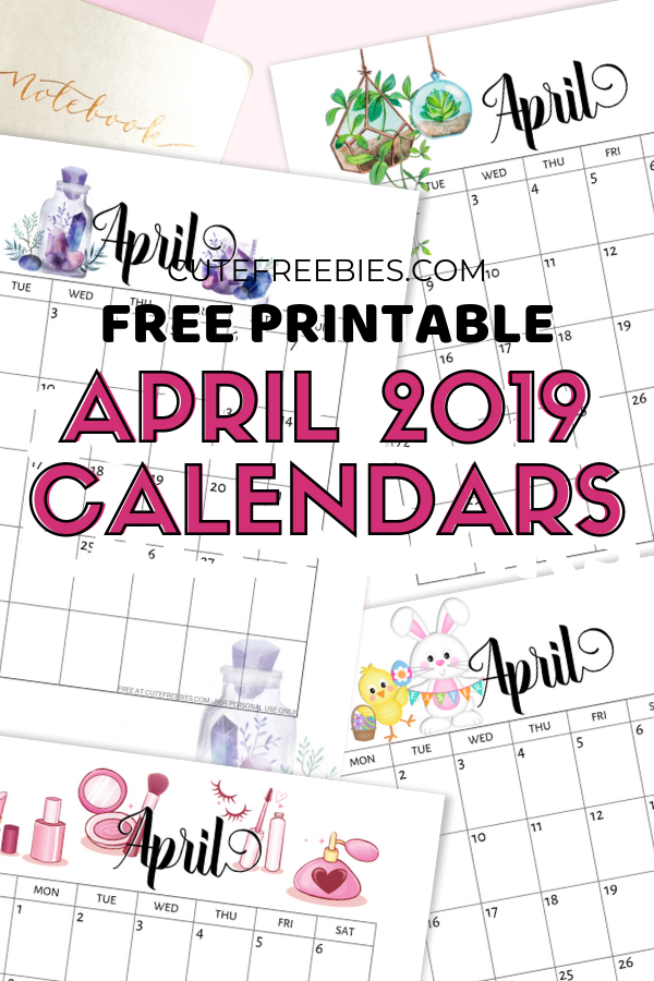 Free April 2019 Calendar Printable -Bullet Journal Themes! April monthly planner with makeup, crystals, hanging plants, and Easter eggs and bunnies. Free download now! #freeprintable #bulletjournal #bujomonthly #cutefreebiesforyou #eastereggs #makeuplover #crystals #hangingplants
