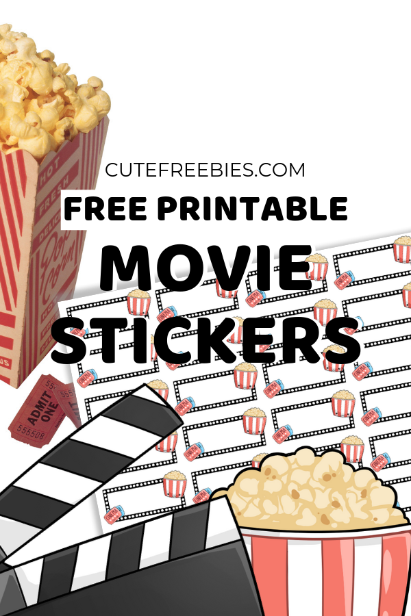 Free Printable Stickers - Movie Planner Stickers for your planner or bullet journal! Free pdf download now. #freeprintable #printablestickers #plannerstickers #bulletjournal #bujoideas #cutefreebiesforyou