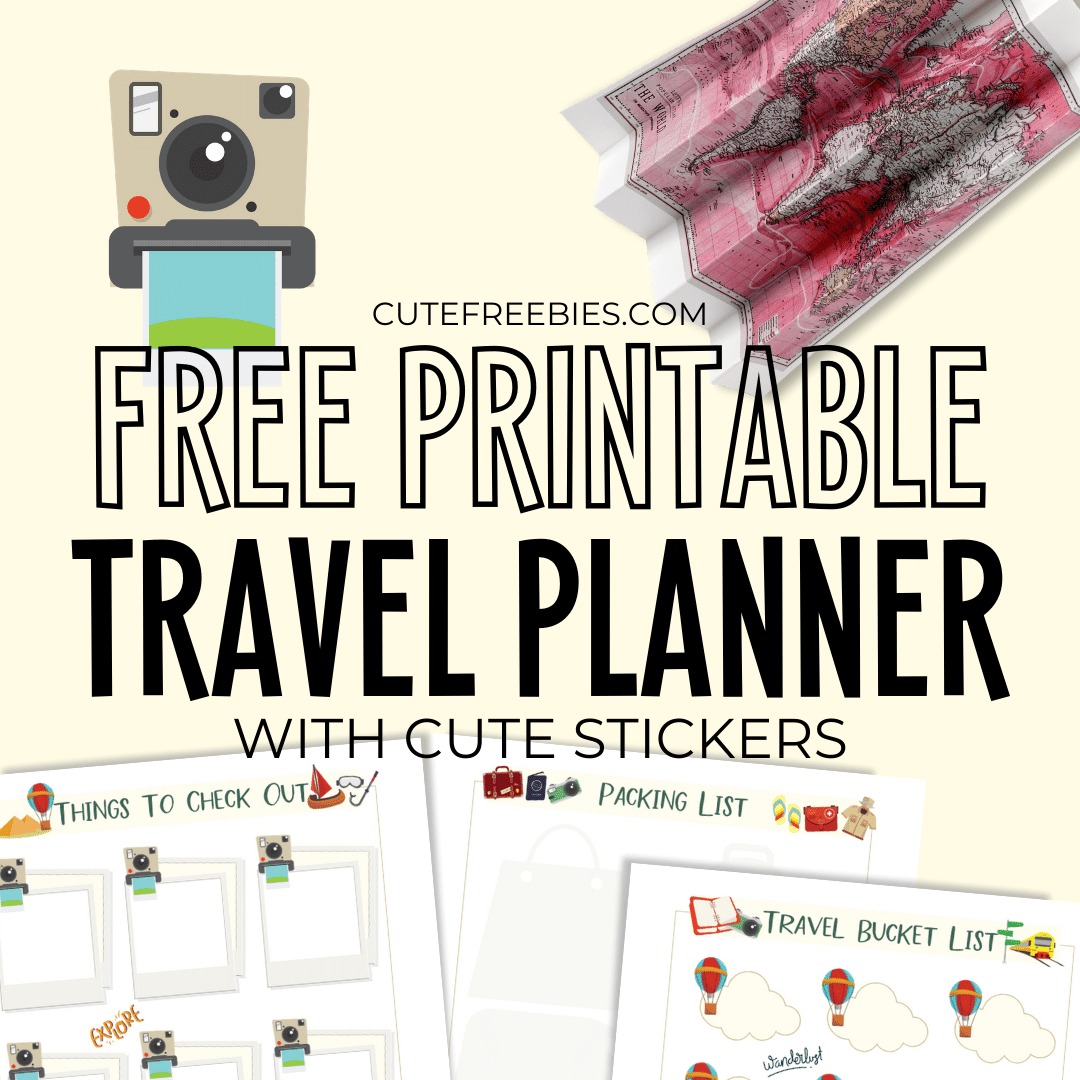 free printable travel planner and journal stickers cute