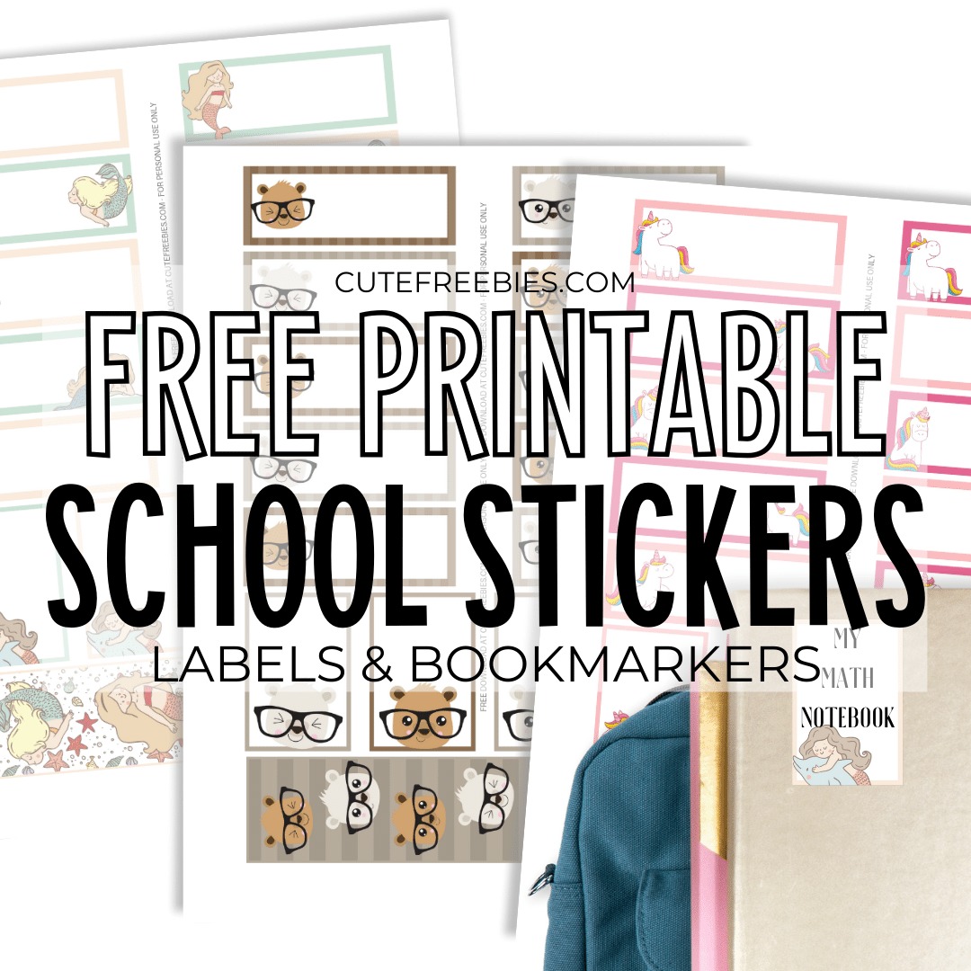 Free Printable School Stickers And Labels! Cute character stickers for boys and girls, perfect for labeling books and notebooks. Free download now! #backtoschool #printablestickers #schoolstickers #cutefreebiesforyou #freeprintable