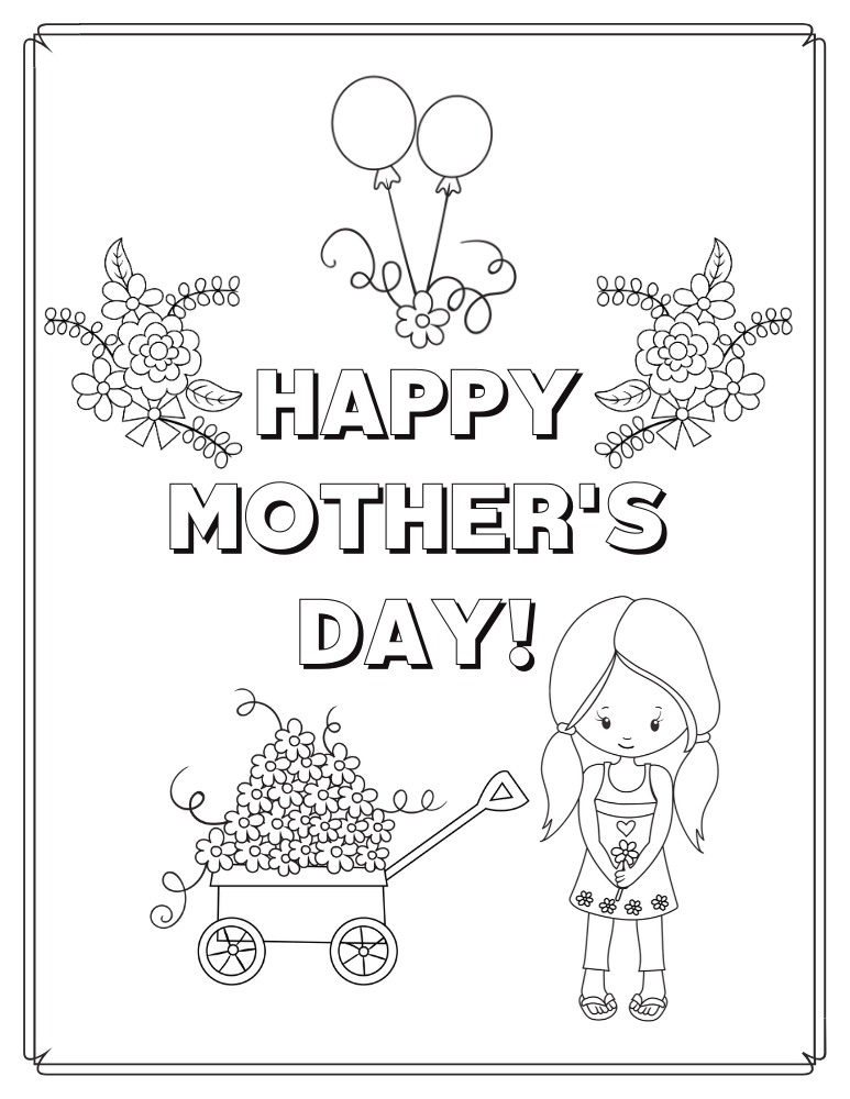 Mothers Day Coloring Card Cute Freebies For You