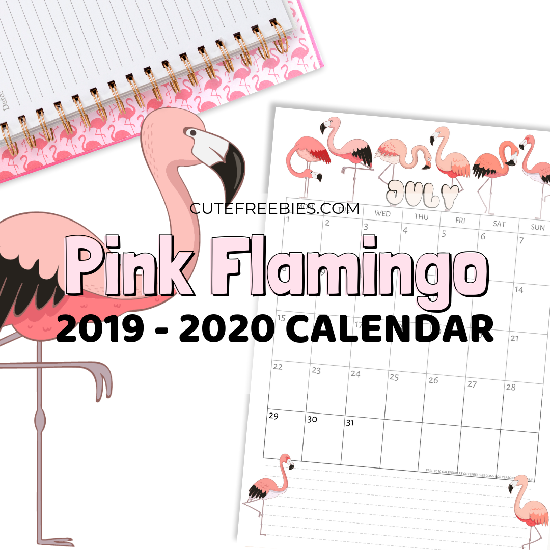 2019 2020 Free Printable Calendar With Pink Flamingo - 2019 and 2020 monthly calendar, Sunday or Monday start pink monthly planner that's oh so cute! #freeprintable #cutefreebiesforyou #pinkflamingo #pink #flamingo