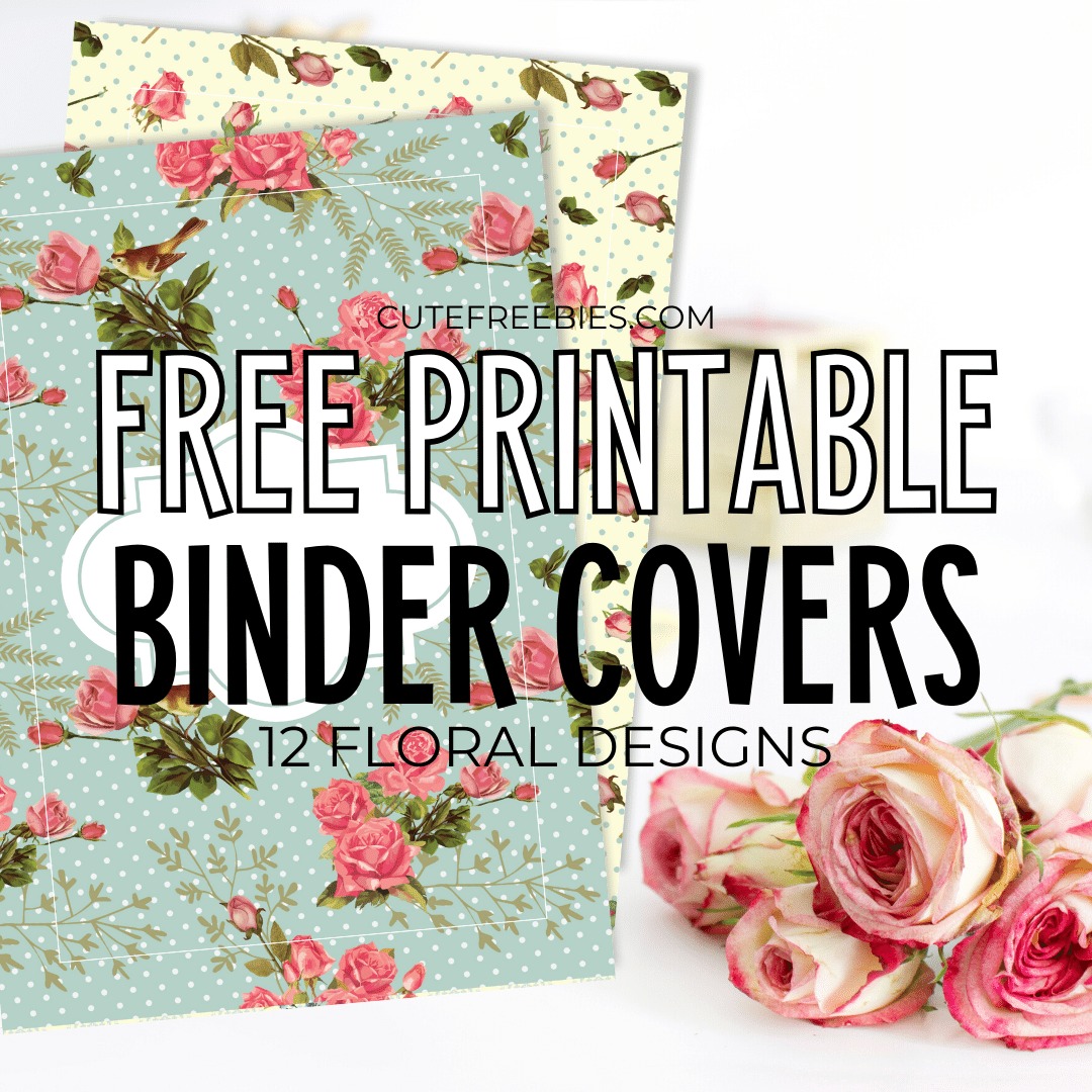 Free Printable Binder Covers And Binder Dividers - 12 shabby chic roses binder covers plus 12 monthly planner dividers. #freeprintable #cutefreebiesforyou #diyplanner #shabbychic #roses