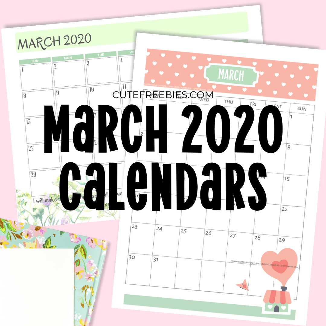 Free Printable March 2020 Calendar Planner - free pdf download! #cutefreebiesforyou #freeprintable