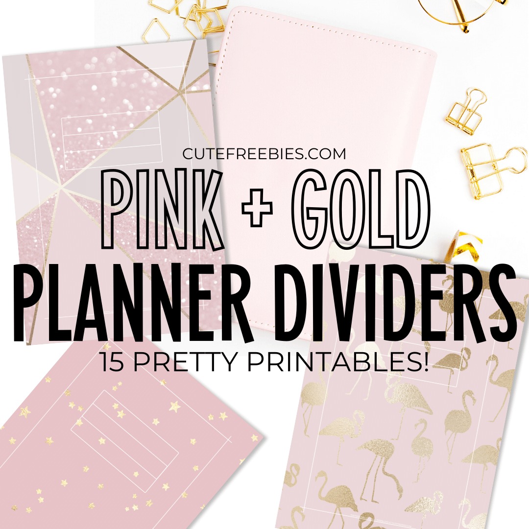 Free Printable Pink And Gold Planner Printable Dividers - 12 binder covers, blush pink or rose gold planner printables #freeprintable #cutefreebiesforyou #pink #rosegold #blush #planneraddict #diyplanner