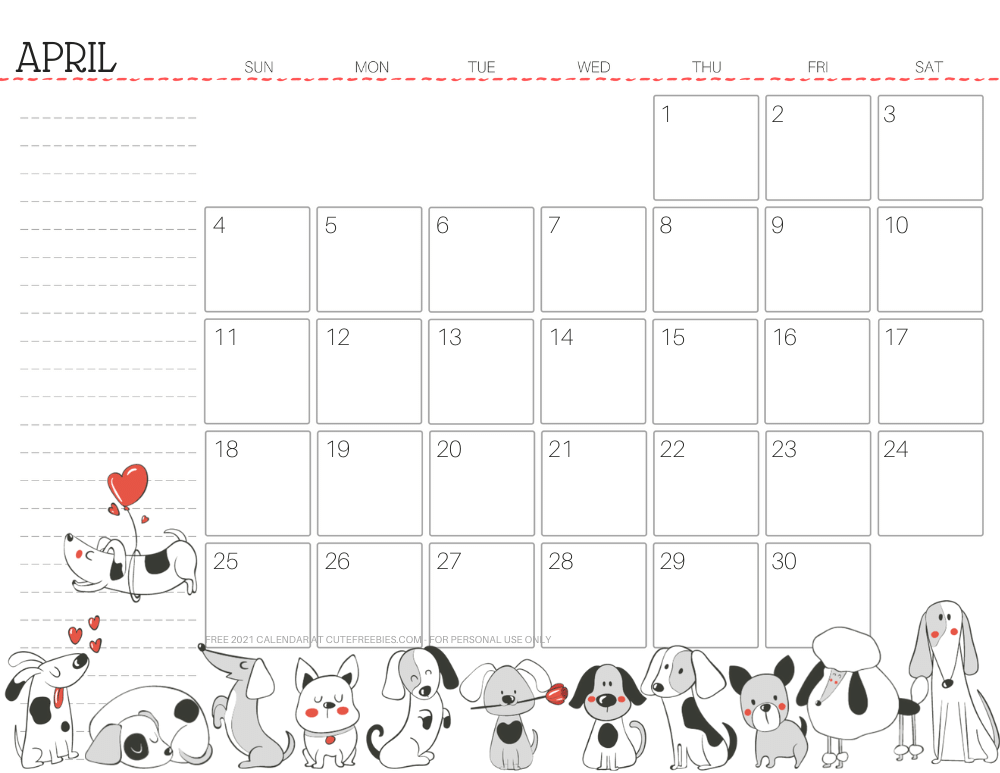 April2021cutedogmonthlyplannerprintable Cute Freebies For You