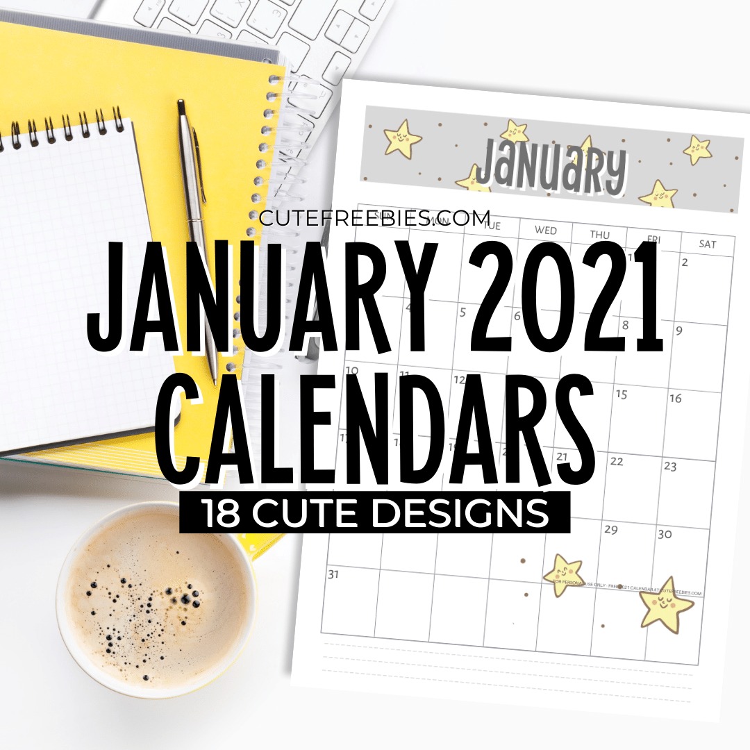 Free Printable JANUARY 2021 Calendar - Get your free download now! #cutefreebiesforyou #freeprintable
