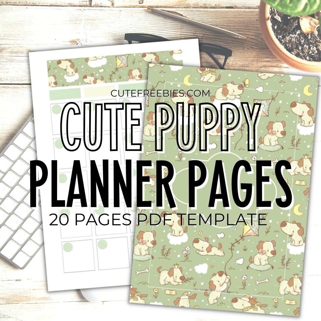 Free Cute Puppy Dog Printable Planner Template - bullet journal printable template, monthly planner, free PDF download #cutefreebiesforyou #freeprintable #doglover #planneraddict