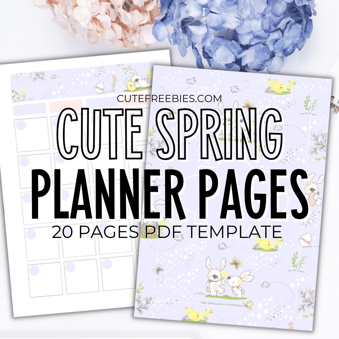 Free Cute Spring Easter Printable Planner Template - bullet journal printable template, monthly planner, free PDF download #cutefreebiesforyou #freeprintable #doglover #planneraddict