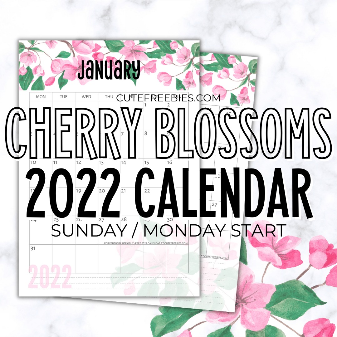 Blossom Schedule 2022 Free 2022 Cherry Blossoms Calendar Printable Pdf - Cute Freebies For You