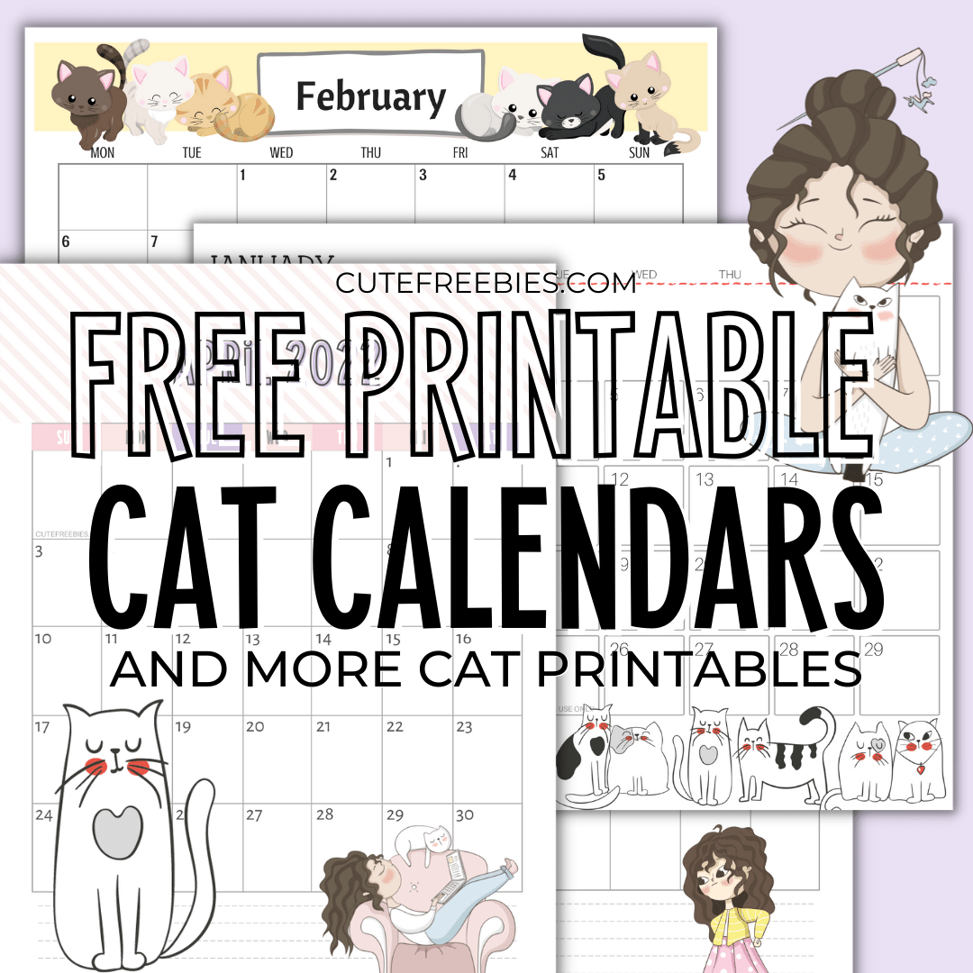 Free Printable 2024 Cat Calendar PDF - 2024 monthly calendar planner with cute cats. Free calendar for cat lovers. Get your free download now! #freeprintable #catlover #cutefreebiesforyou