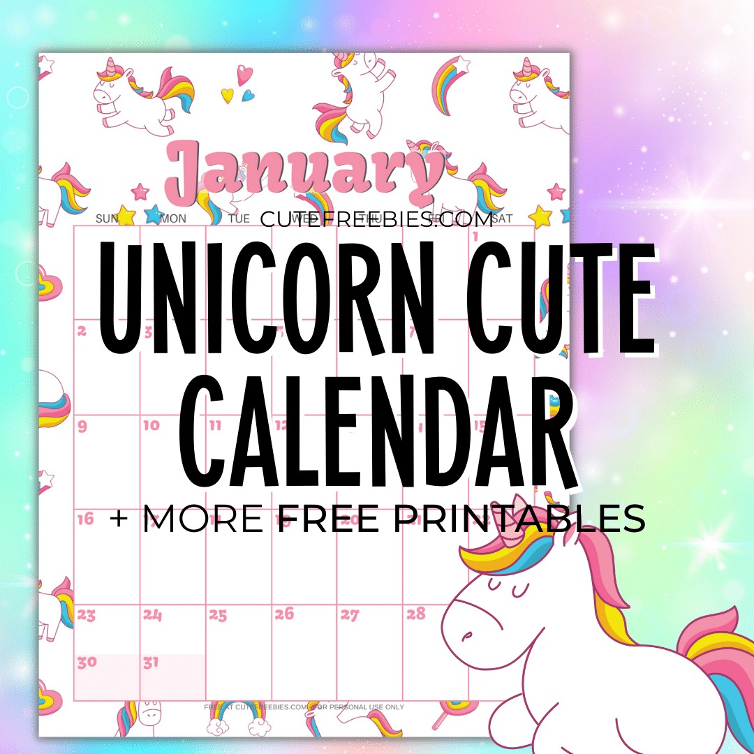 Free Printable 2024 Calendar With Unicorn - cute unicorn calendar for kids #freeprintable #cutefreebiesforyou #unicorn