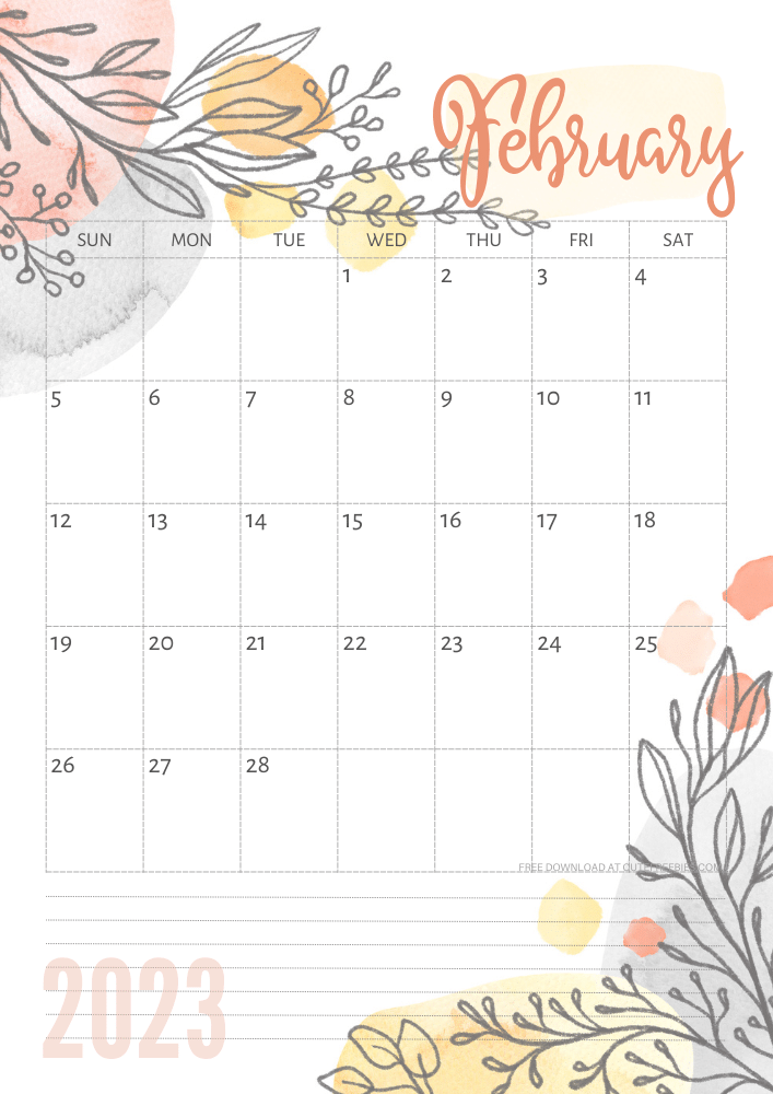 Pretty 2023 Calendar Free Printable Template - Cute Freebies For You