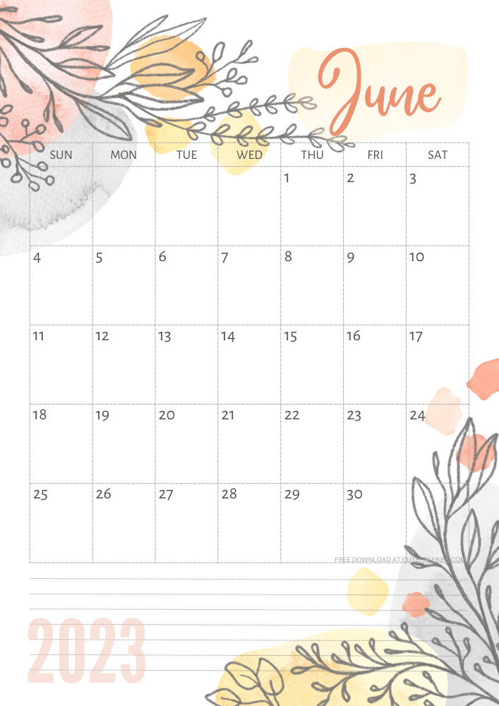 Pretty 2023 Calendar Free Printable Template Cute Freebies For You