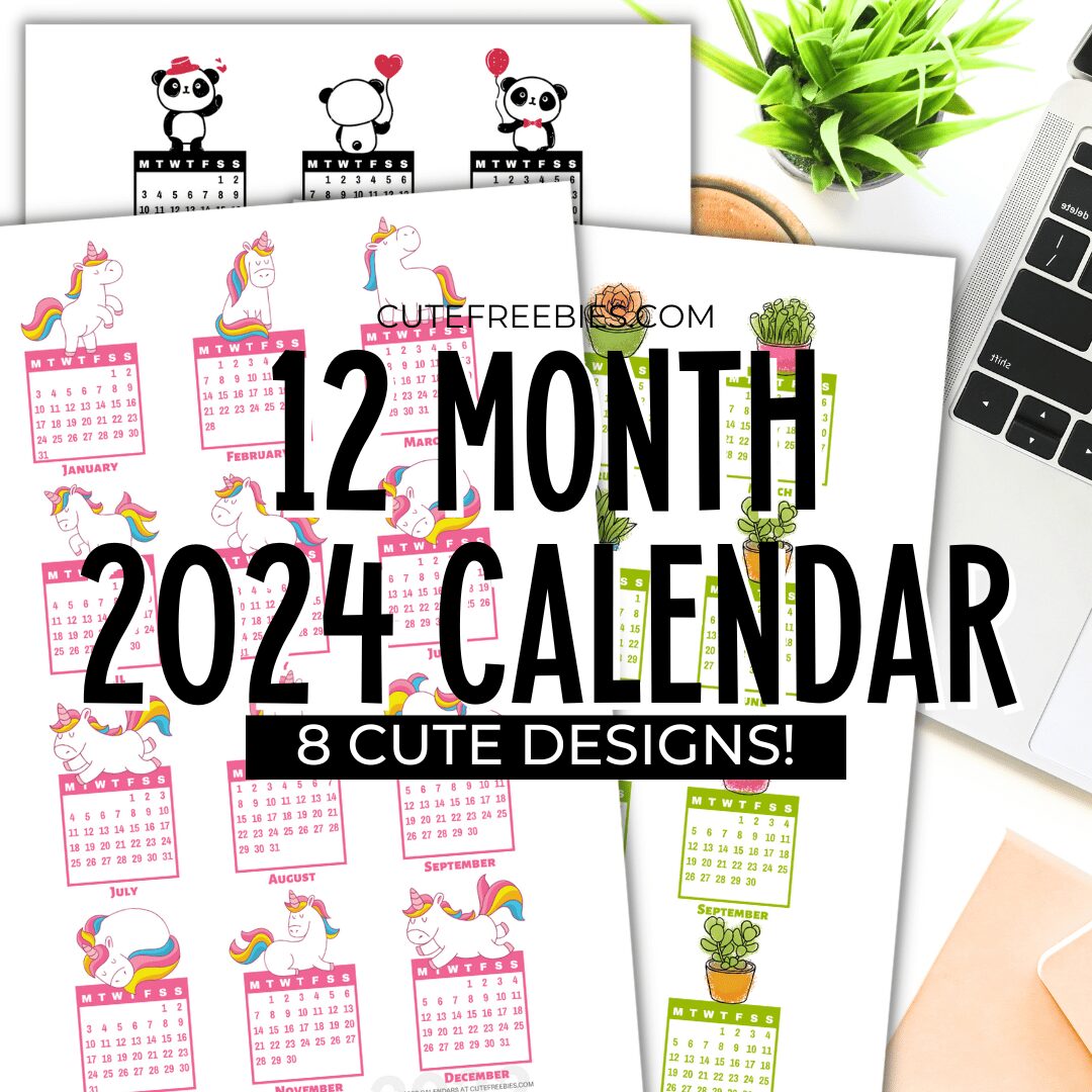 Free Printable Year 2024 Calendar Stickers - Cute Freebies For You