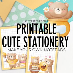 Free Printable Stationery For Valentines - printable notepads with cute bears and honey #cutefreebiesforyou #freeprintable #stationery #cutebears