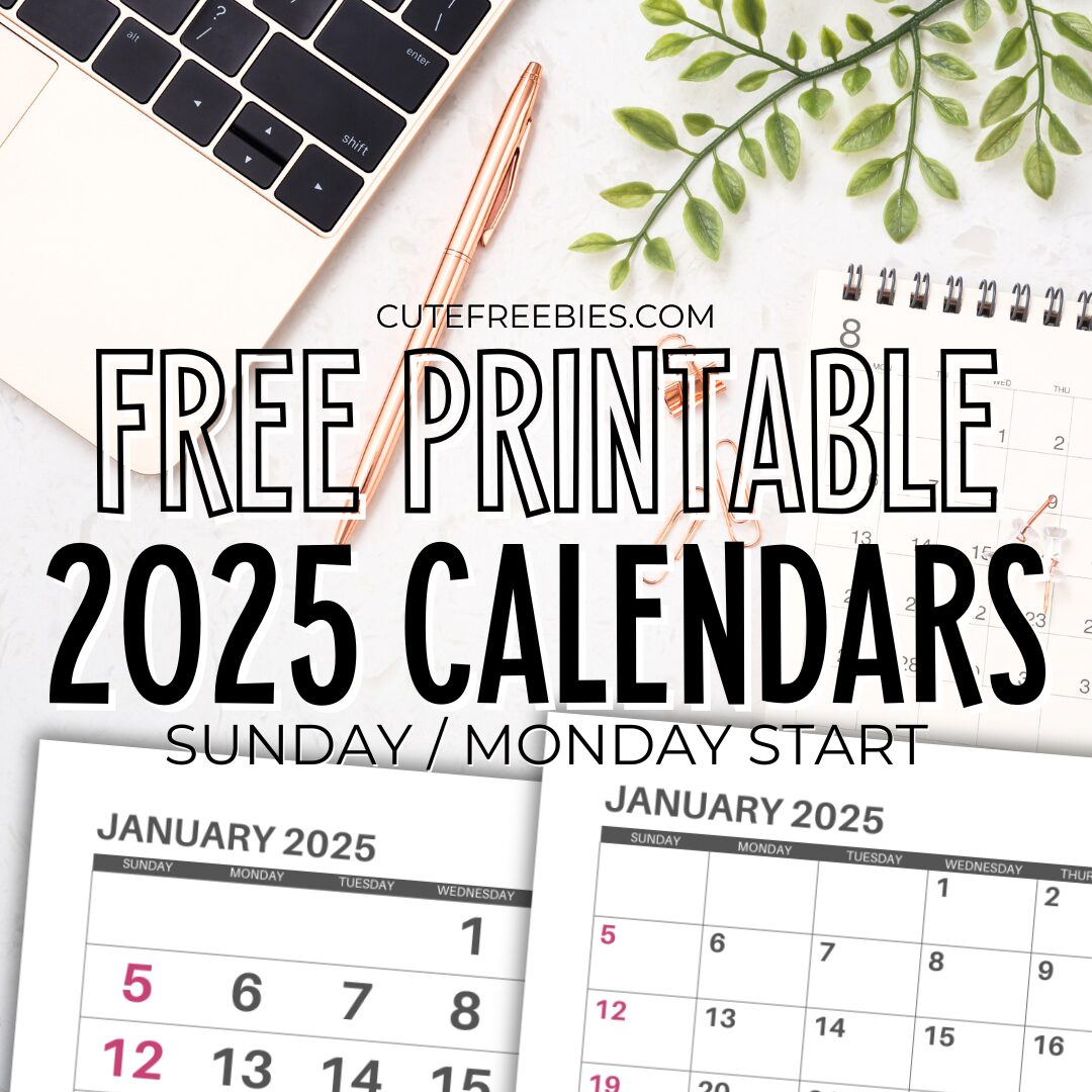 Download 2025 Printable Calendar Templates - Free printable monthly calendar with large numbers for wall calendar, desk monthly calendar #cutefreebiesforyou #2025