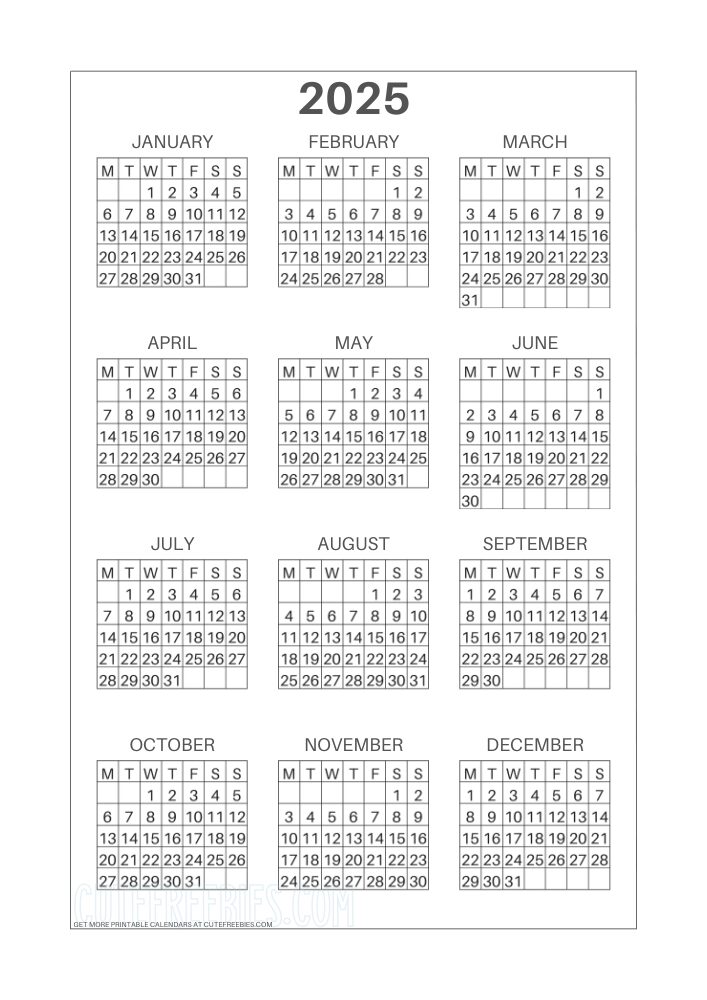 Download 2025 Printable Calendar Templates And 2025 Planners Cute
