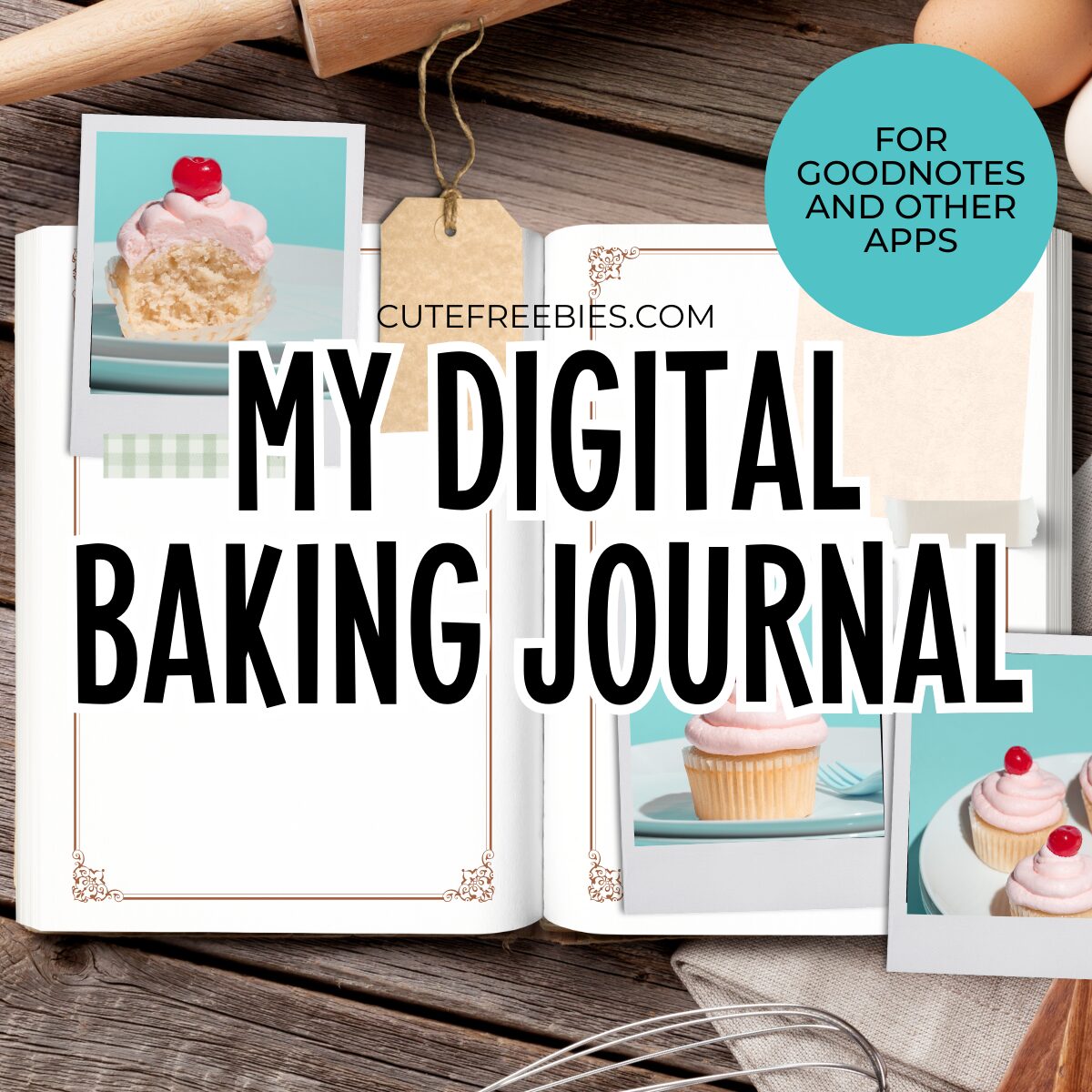 Free Download Baking Journal Digital Scrapbook - free digital planner journal for Goodnotes and other apps #digitalplanner #cutefreebiesforyou #goodnotes