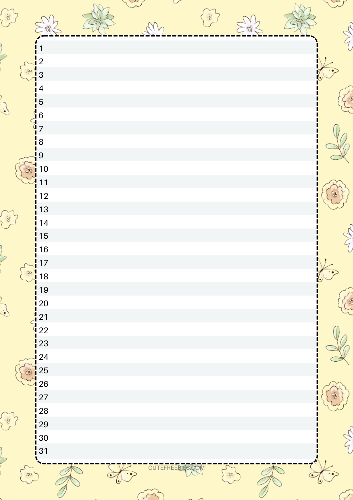 Free Printable Cute May Bullet Journal Template PDF - Cute Freebies For You